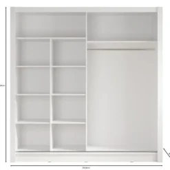 Meubella - Kledingkast Bazarre - Eiken - 205 cm - Met spiegel