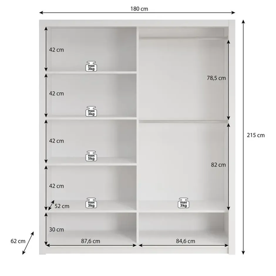 Meubella - Kledingkast Blake - Mat Zwart - 180 cm