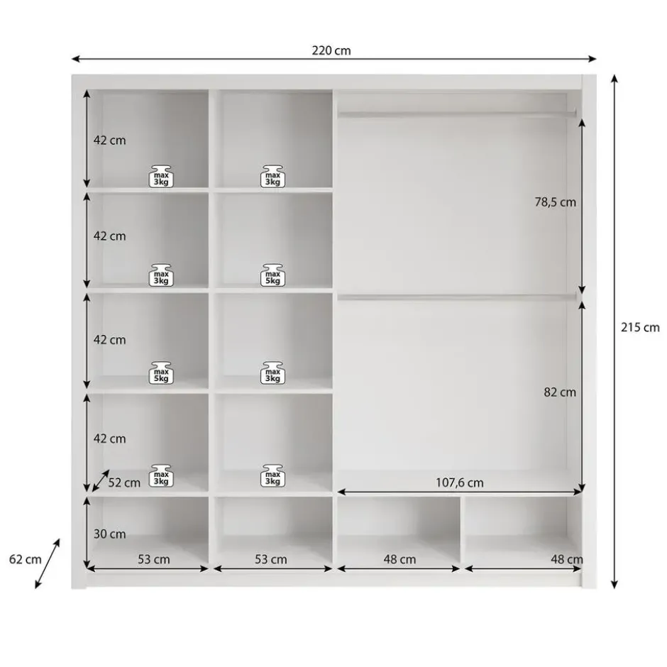 Meubella - Kledingkast Blake - Mat Zwart - 220 cm