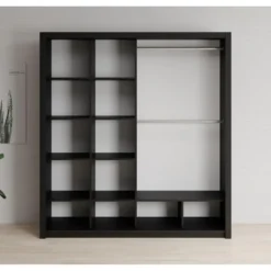 Meubella - Kledingkast Blake - Mat Zwart - 200 cm