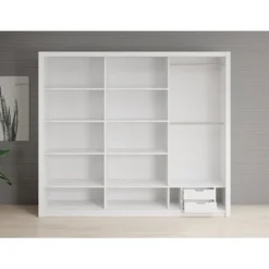 Meubella - Kledingkast Blake - Wit - 250 cm - Met spiegel