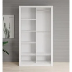 Meubella - Kledingkast Blake - Wit - 120 cm - Met spiegel