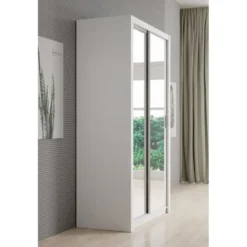 Meubella - Kledingkast Blake - Wit - 120 cm - Met spiegel