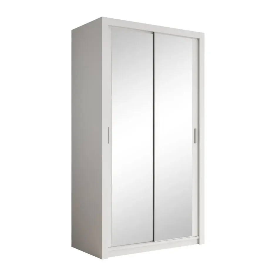 Meubella - Kledingkast Blake - Wit - 120 cm - Met spiegel