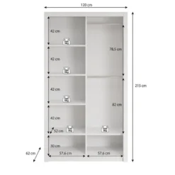 Meubella - Kledingkast Blake - Wit - 120 cm - Met spiegel