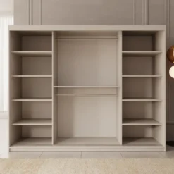 Meubella - Kledingkast Bodhi - Beige - 250 cm - Met spiegel