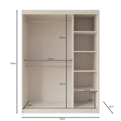 Meubella - Kledingkast Bodhi - Eiken - 150 cm - Met spiegel