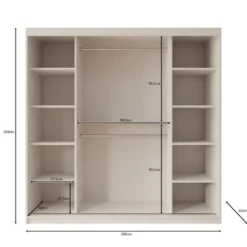Meubella - Kledingkast Bodhi - Wit - 200 cm - Met spiegel