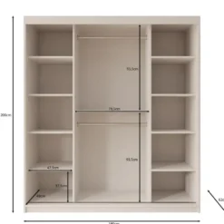 Meubella - Kledingkast Bodhi - Wit - 180 cm - Met spiegel