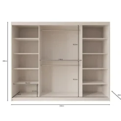 Meubella - Kledingkast Bodhi - Zwart - 250 cm - Met spiegel