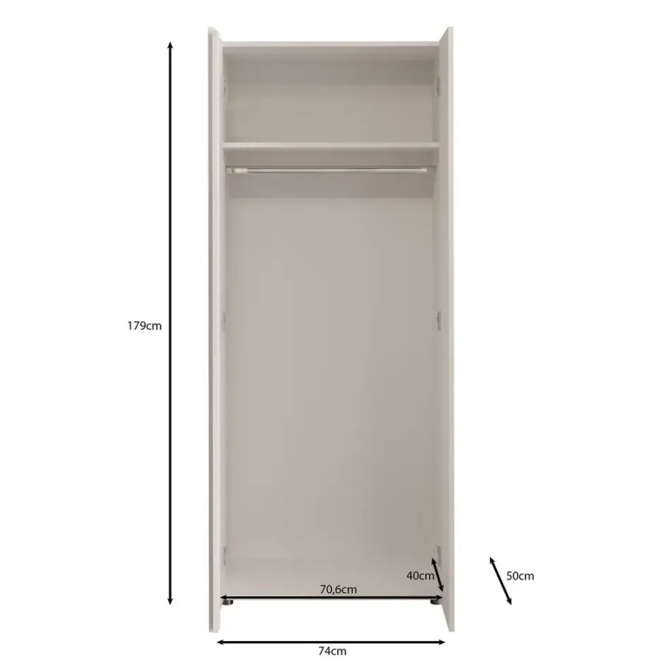 Meubella - Kledingkast Brussel - Wit - 74 cm