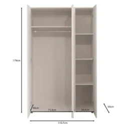 Meubella - Kledingkast Brussel - Wit - 111 cm