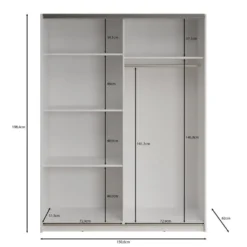 Meubella - Kledingkast Deliryon - Wit - 150 cm - Met spiegel