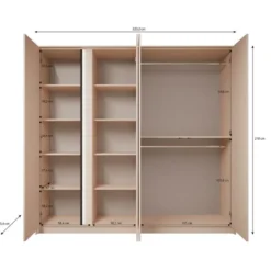 Meubella - Kledingkast Desert - Beige - 220 cm - Met spiegel