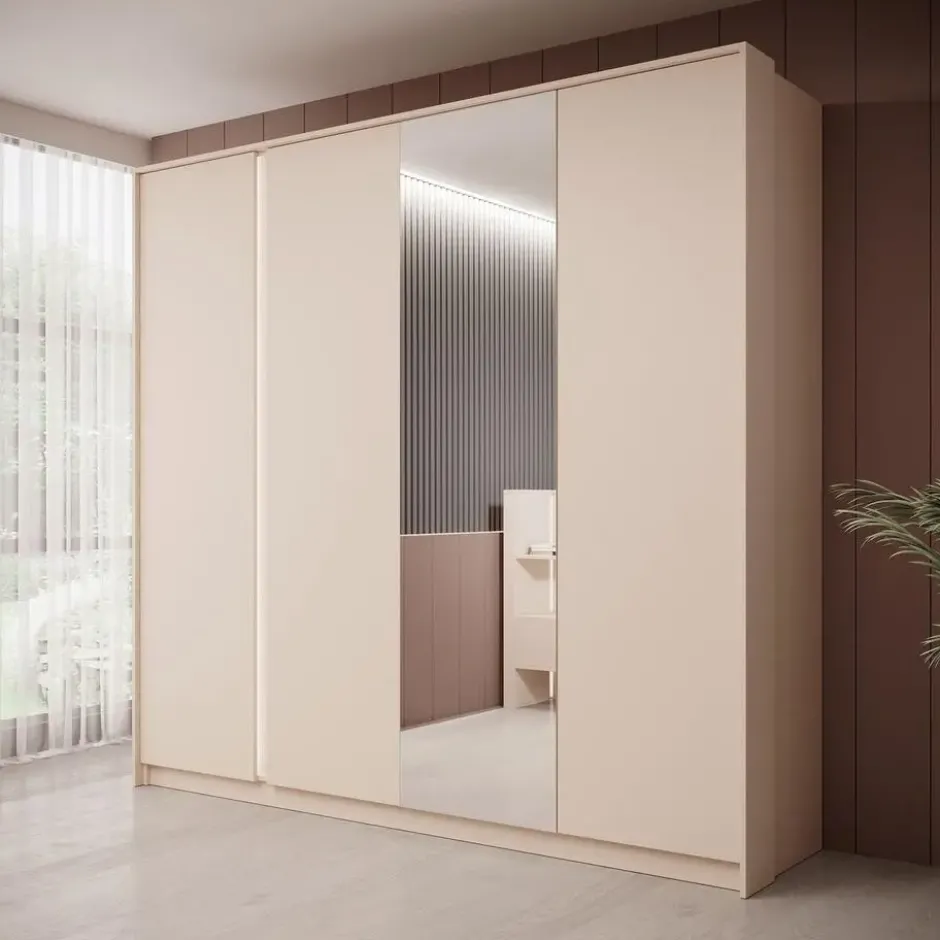 Meubella - Kledingkast Desert - Beige - 220 cm - Met spiegel