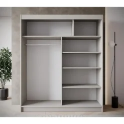 Meubella - Kledingkast Eagle - Beige - 180 cm - Met spiegel