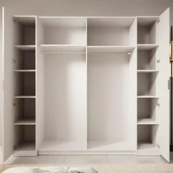 Meubella - Kledingkast Franklin - Wit - 220 cm - Met spiegel