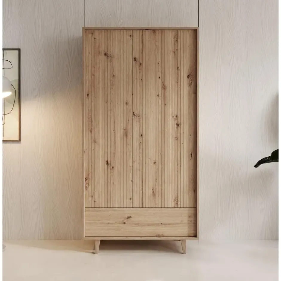 Meubella - Kledingkast Fuzeta - Eiken - 92 cm