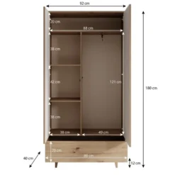 Meubella - Kledingkast Fuzeta - Eiken - 92 cm