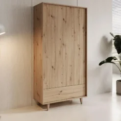 Meubella - Kledingkast Fuzeta - Eiken - 92 cm