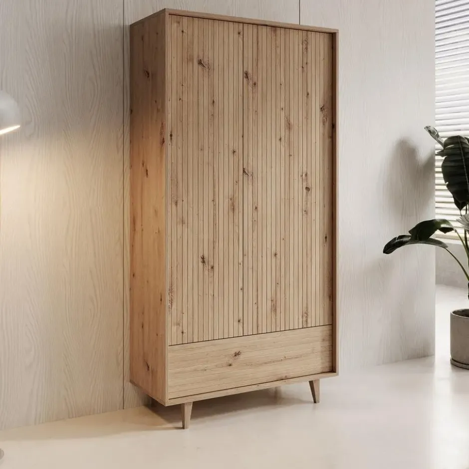 Meubella - Kledingkast Fuzeta - Eiken - 92 cm