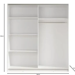 Meubella - Kledingkast Ganaro - Grijs - 180 cm - Met spiegel
