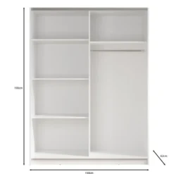 Meubella - Kledingkast Ganaro - Grijs - 150 cm - Met spiegel