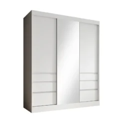 Meubella - Kledingkast Henry - Wit - 180 cm - Met spiegel