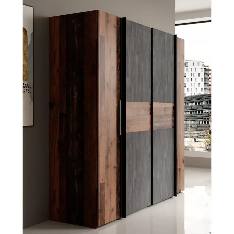 Meubella - Kledingkast Kassel - Old wood - Grijs - 200 cm