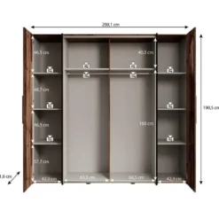 Meubella - Kledingkast Kassel - Old wood - Grijs - 200 cm