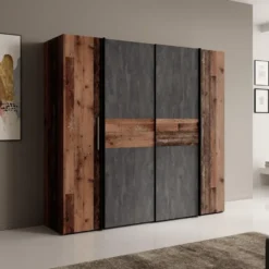 Meubella - Kledingkast Kassel - Old wood - Grijs - 200 cm
