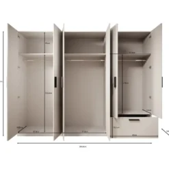 Meubella - Kledingkast Lillian - Wit - 270 cm - Met spiegel