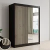 Meubella - Kledingkast Lisbon 2 - Zwart - 150 cm - Met spiegel