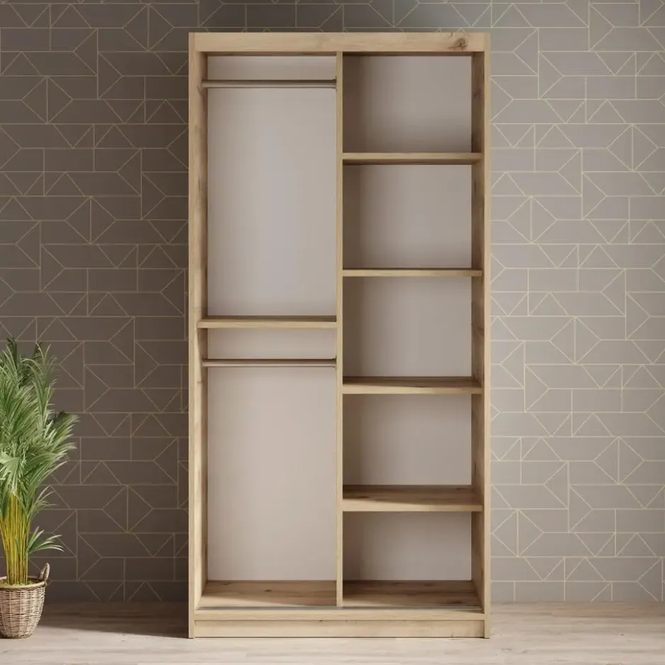 Meubella - Kledingkast Luxor - Zwart - Eiken - 100 cm