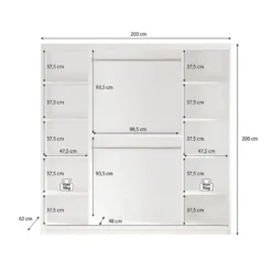 Meubella - Kledingkast Mandalin - Zwart - 200 cm - Met spiegel