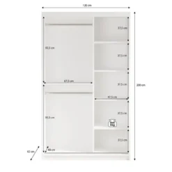 Meubella - Kledingkast Mandalin - Zwart - 120 cm - Met spiegel
