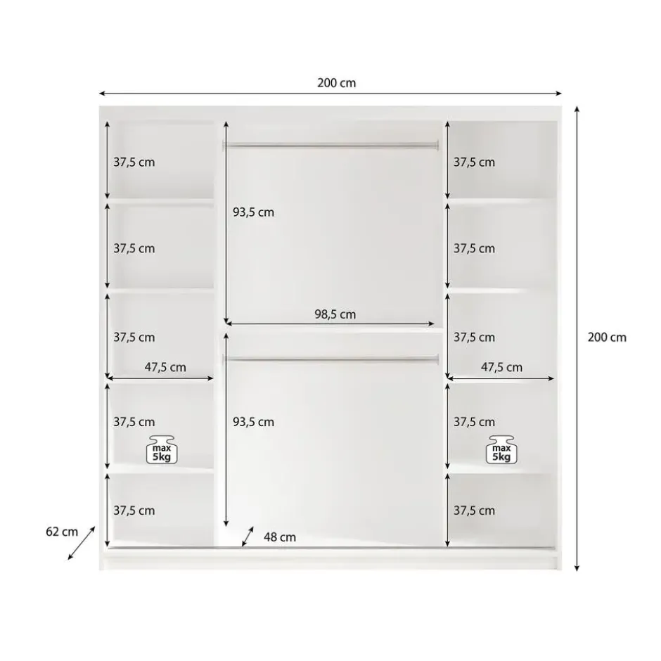 Meubella - Kledingkast Mandalin - Zwart - 200 cm