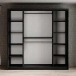 Meubella - Kledingkast Mandalin - Zwart - 200 cm