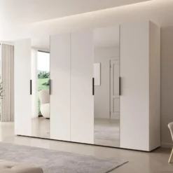 Meubella - Kledingkast Marquesa - Wit - 300 cm - Met spiegel