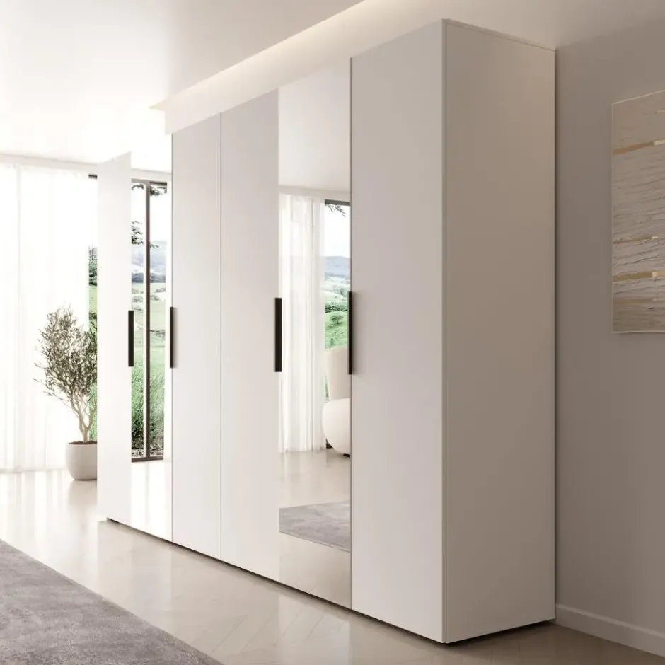 Meubella - Kledingkast Marquesa - Wit - 300 cm - Met spiegel