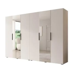 Meubella - Kledingkast Marquesa - Wit - 300 cm - Met spiegel