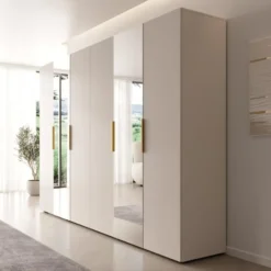 Meubella - Kledingkast Marquesa - Beige - 300 cm - Met spiegel