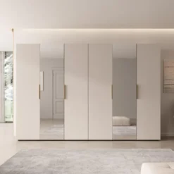 Meubella - Kledingkast Marquesa - Beige - 300 cm - Met spiegel