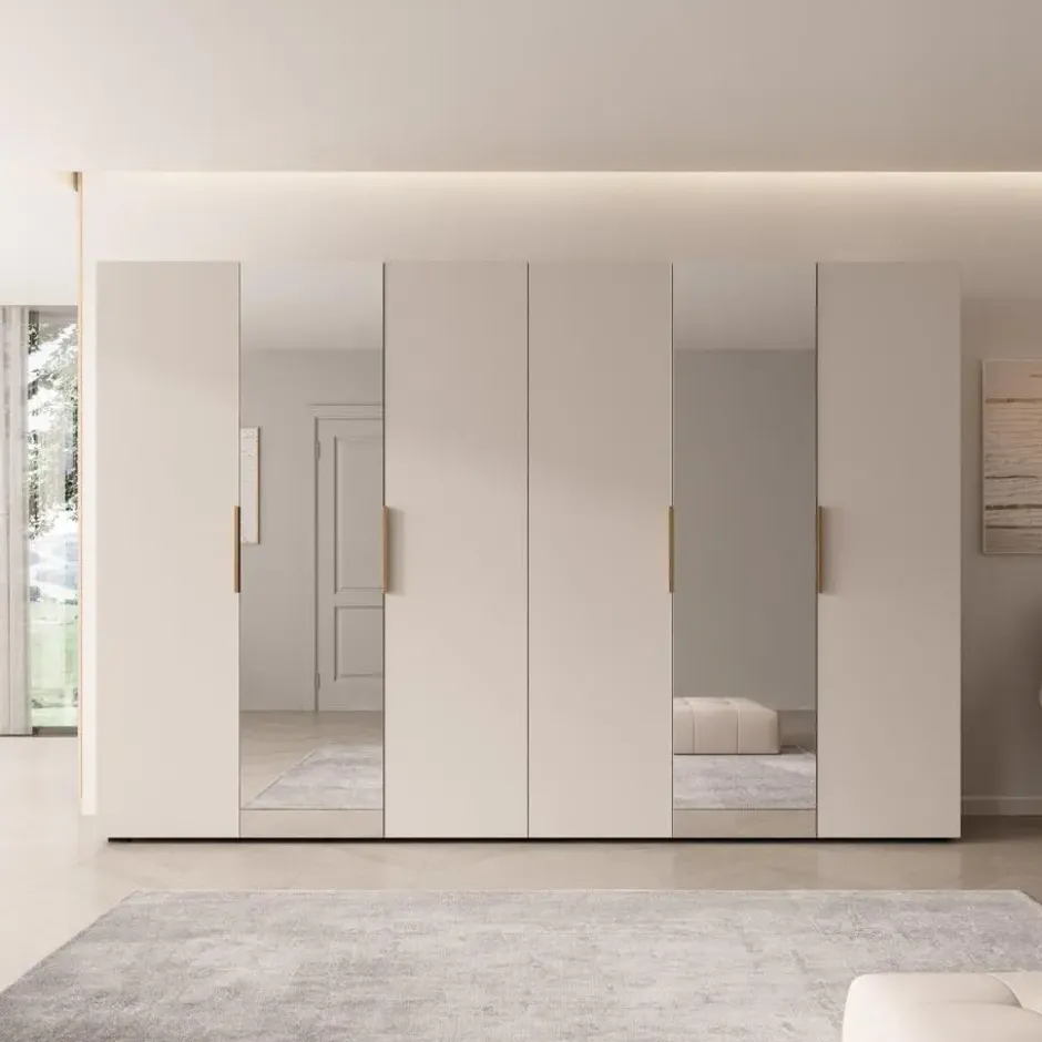 Meubella - Kledingkast Marquesa - Beige - 300 cm - Met spiegel