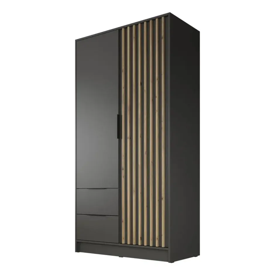 Meubella - Kledingkast Nairobi - Antraciet - Eiken - 105 cm