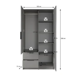Meubella - Kledingkast Nairobi - Antraciet - Eiken - 105 cm