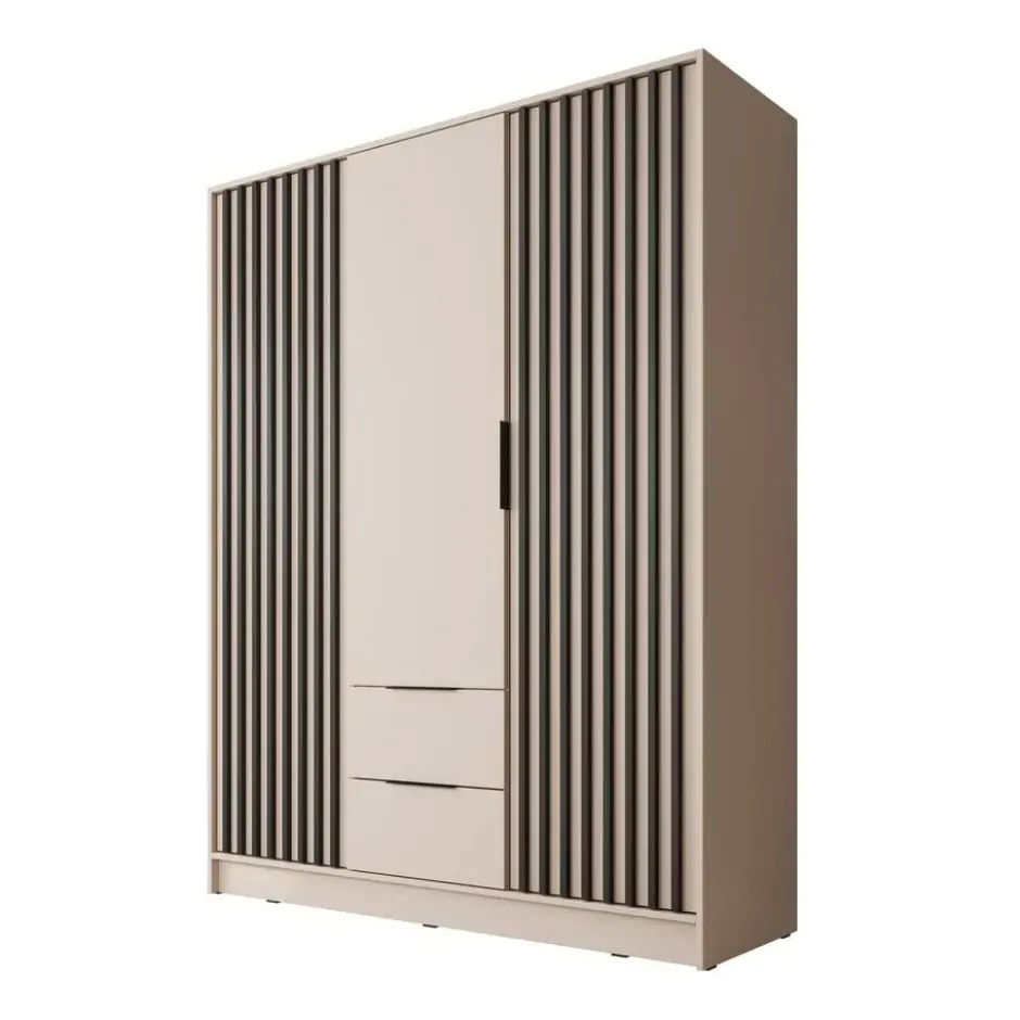 Meubella - Kledingkast Nairobi - Beige - Zwart - 155 cm