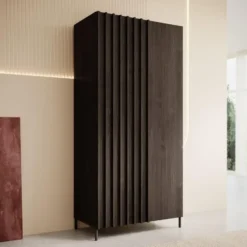 Meubella - Kledingkast Paz - Donkerbruin eiken - 92 cm