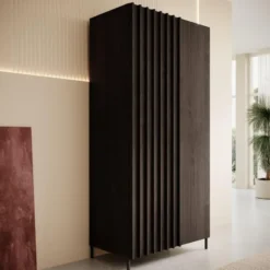 Meubella - Kledingkast Paz - Donkerbruin eiken - 92 cm