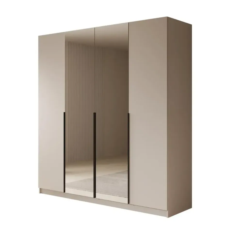 Meubella - Kledingkast Sabre - Beige - 200 cm - Met spiegel